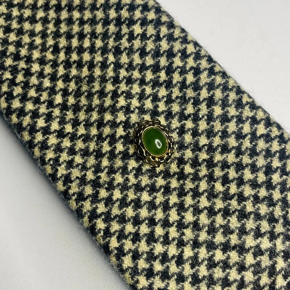 60s Gold Tone Tie Tack with Green‎ Stone